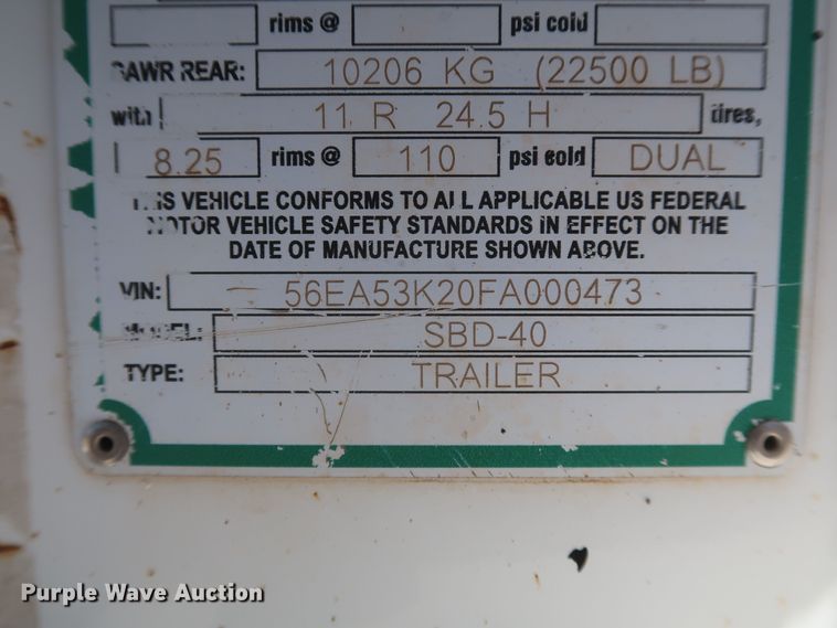 image for item DK3493 2015 Armor Lite SBD-40  bottom dump trailer