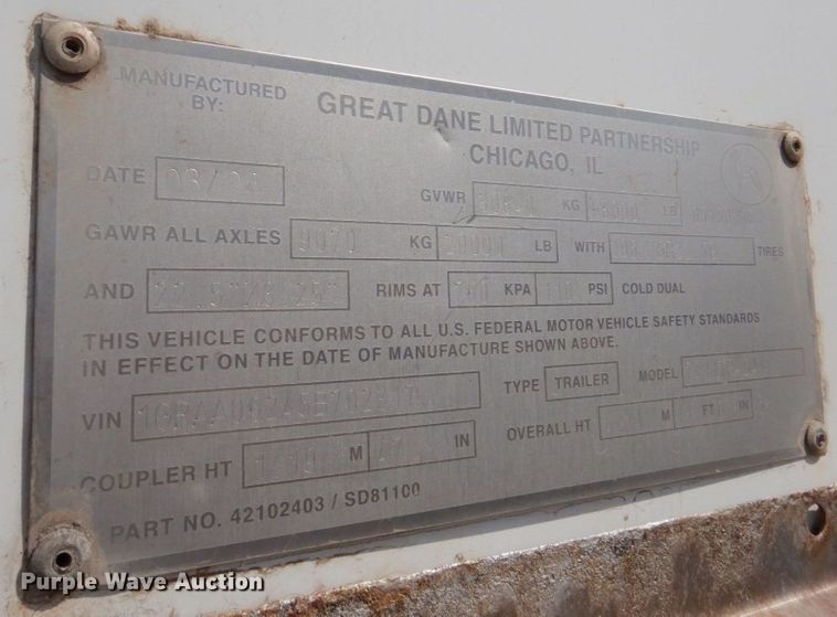 image for item DN7365 2005 Great Dane 7411TP-SA  dry van trailer