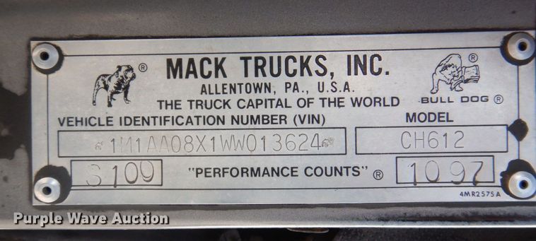 image for item DP5434 1998 Mack CH612  semi truck