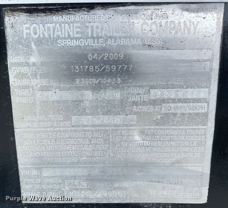image for item JN9295 2009 Fontaine Magnitude 55H  lowboy equipment trailer