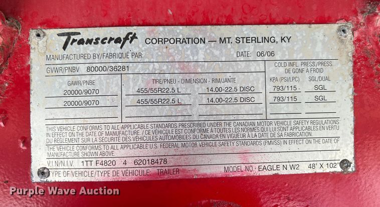 image for item KG9824 2006 Transcraft Eagle  flatbed trailer