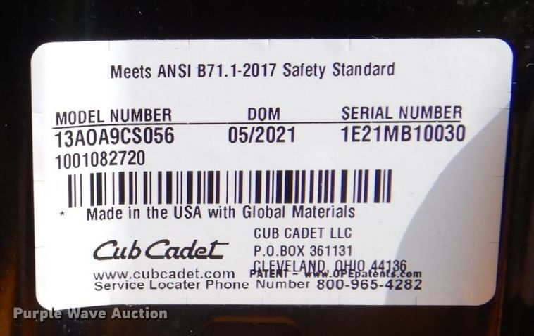 image for item DH7367 2021 Cub Cadet XT1 LT42  lawn mower