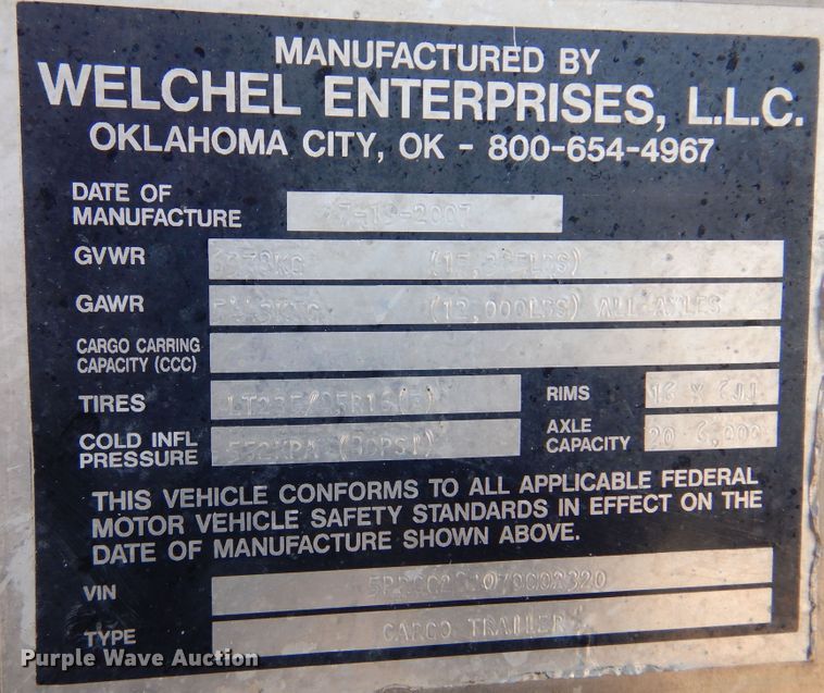 image for item DK0798 2007 Welchel Enterprises  camper