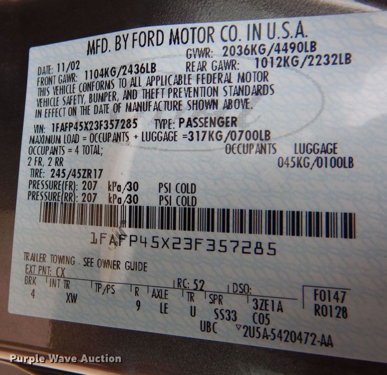 image for item DK8275 2003 Ford Mustang GT  convertible