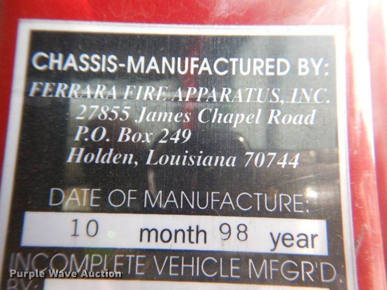 image for item DN1459 1998 HME  ladder fire truck