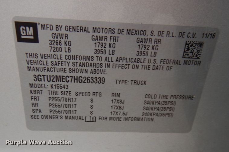 image for item DN1521 2017 GMC Sierra 1500  Crew Cab pickup truck