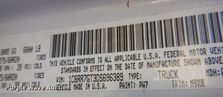 image for item DN7356 2013 Dodge Ram 1500  Quad Cab pickup truck