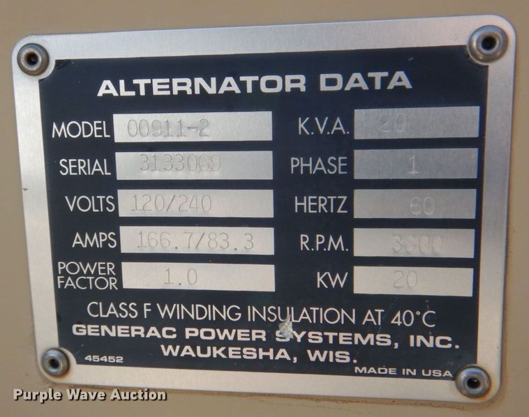 image for item DN7357 Generac 00911-2  generator