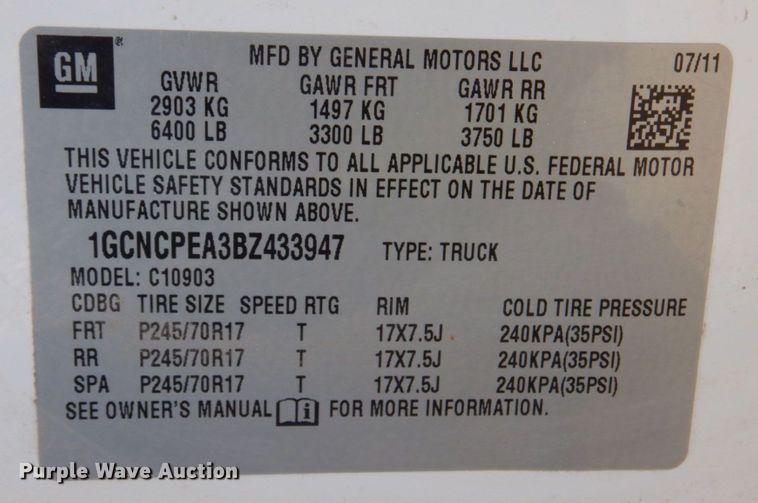 image for item DN7364 2011 Chevrolet Silverado 1500  pickup truck