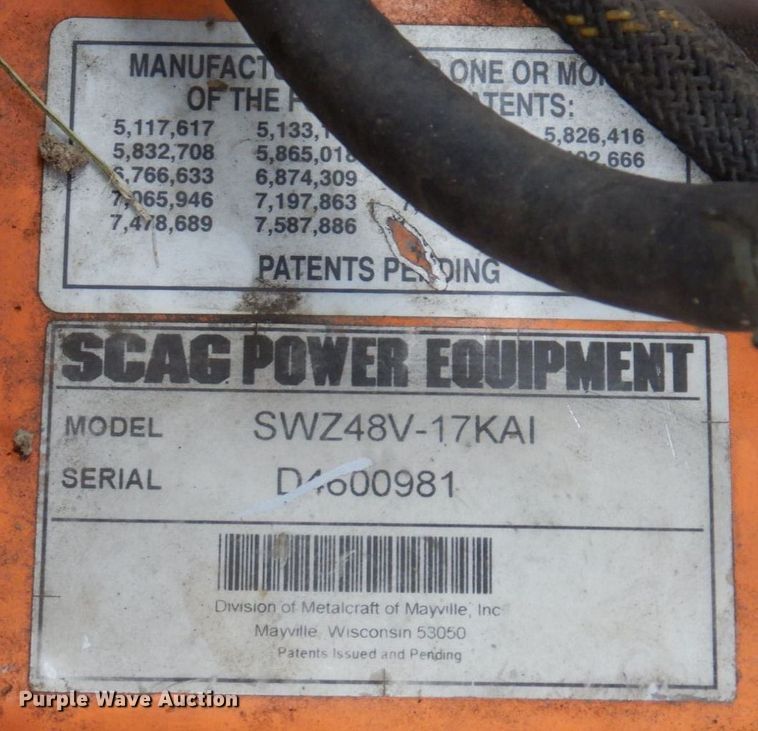 image for item IM9968 2009 Scag SWZ48V -17KAI  lawn mower