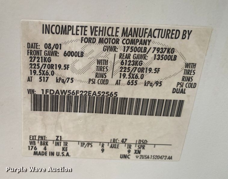 image for item JN9245 2002 Ford F550  bucket truck