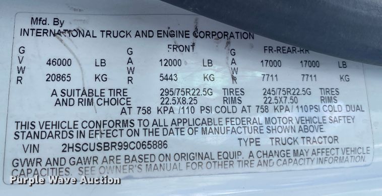 image for item JN9277 2009 International ProStar  flatbed truck