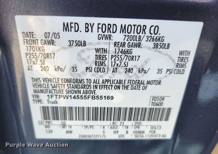 image for item KE9810 2005 Ford F150 XLT  SuperCrew pickup truck