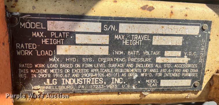 image for item KG9780 1996 JLG CM2546  scissor lift