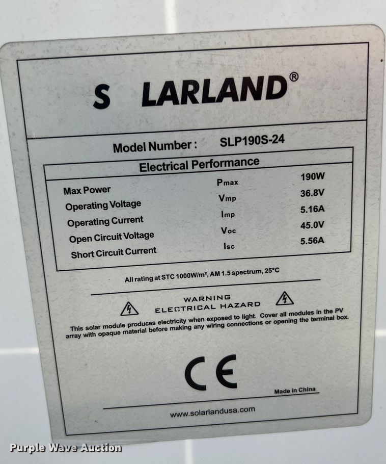 image for item KG9782 (6) S Larland SLP190S-24 solar panels