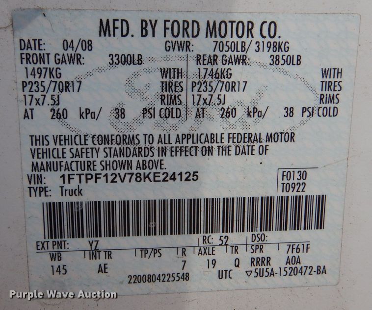 image for item LS9071 2008 Ford F150  pickup truck