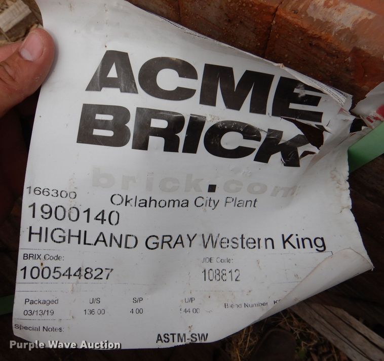 image for item LS9073 Acme Brick  Approximately 1,700 Acme Highland Gray Western King bricks
