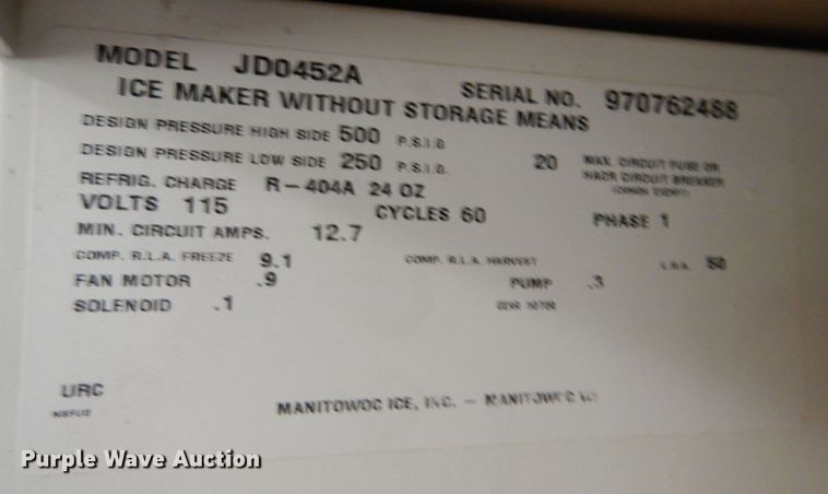 image for item LS9085 Manitowoc JD0452A  ice maker