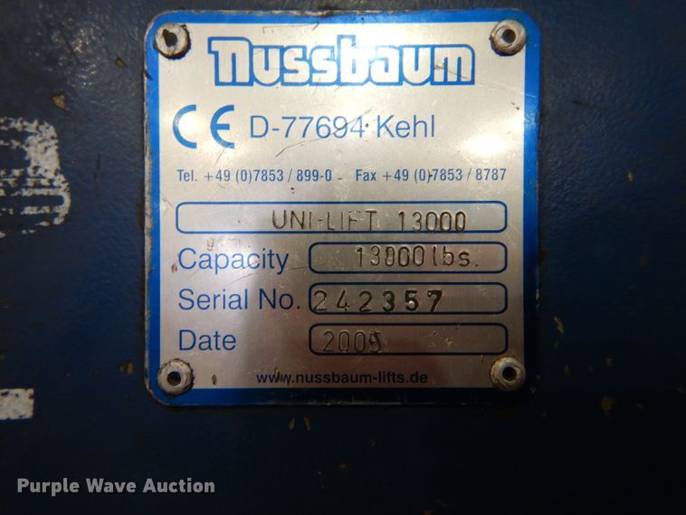 image for item LS9086 2005 Nussbaum Uni-Lift 13000  automotive lift