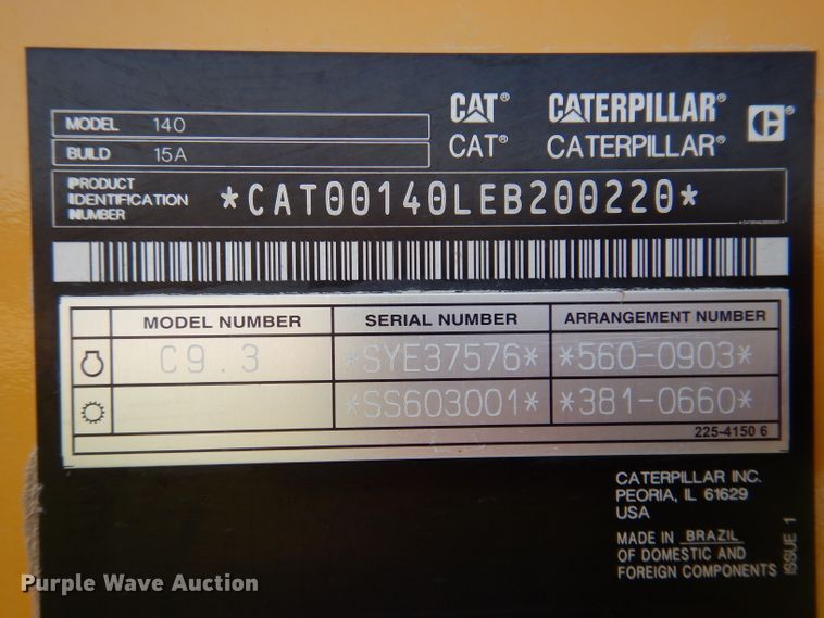 image for item DA7210 2020 Caterpillar 140  motor grader