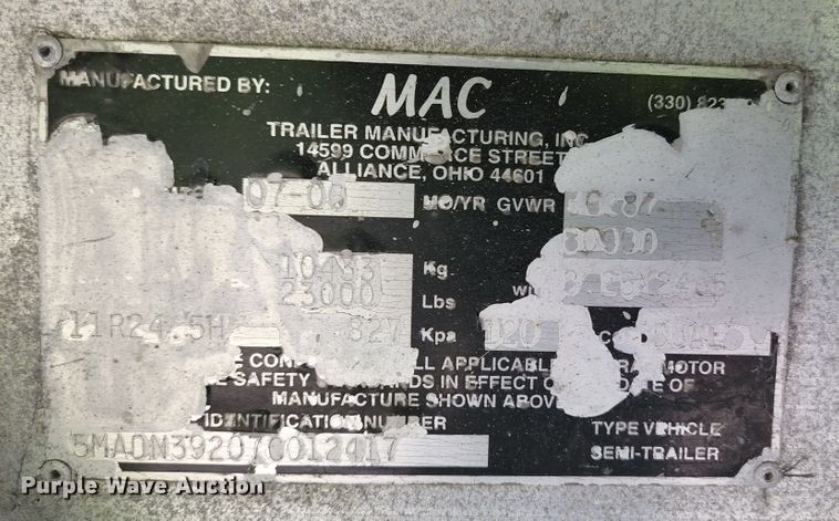 image for item DI1224 2007 MAC  end dump trailer