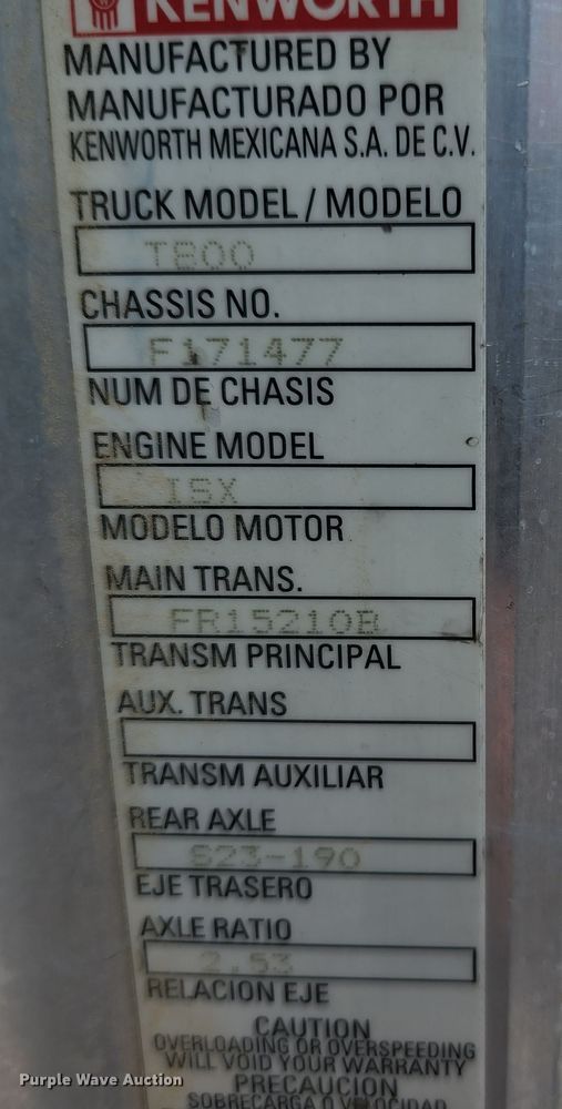 image for item DI1227 2007 Kenworth T800  dump truck