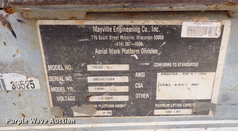 image for item DI1945 1996 Mec 1632  scissor lift