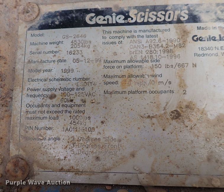 image for item DI1946 Genie GS-2646  scissor lift