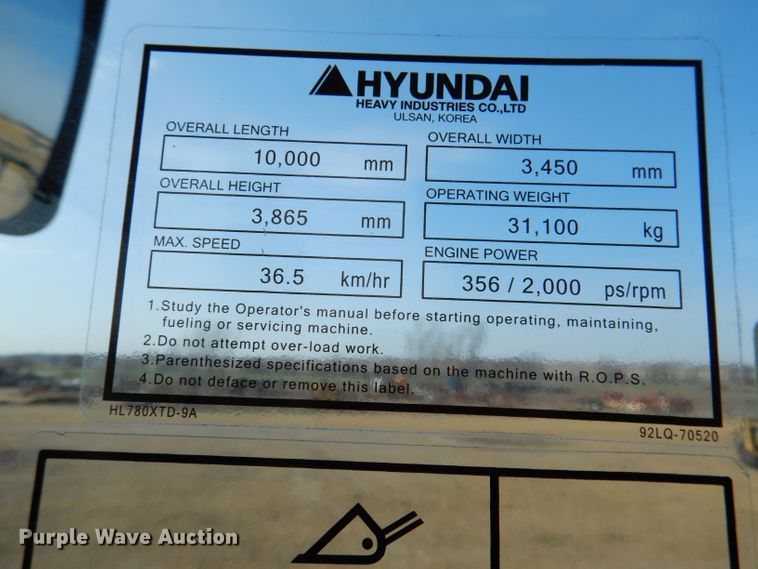 image for item DK1991 2013 Hyundai HL 780XTD-9A  wheel loader