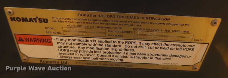 image for item DK3691 2018 Komatsu PC88MR-10  mini excavator