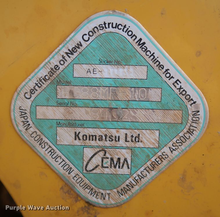 image for item DK3691 2018 Komatsu PC88MR-10  mini excavator