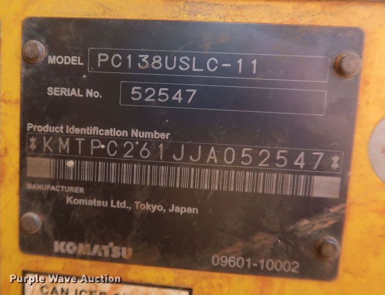 image for item DK3692 2019 Komatsu PC138USLC-11  excavator