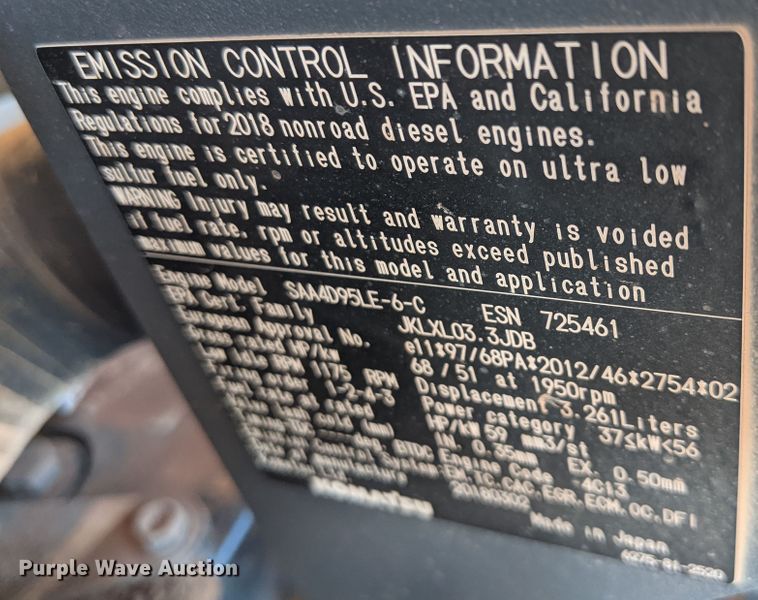 image for item DK3693 2018 Komatsu PC88MR-10  mini excavator