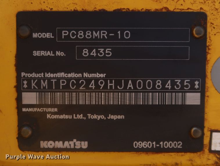 image for item DK3693 2018 Komatsu PC88MR-10  mini excavator