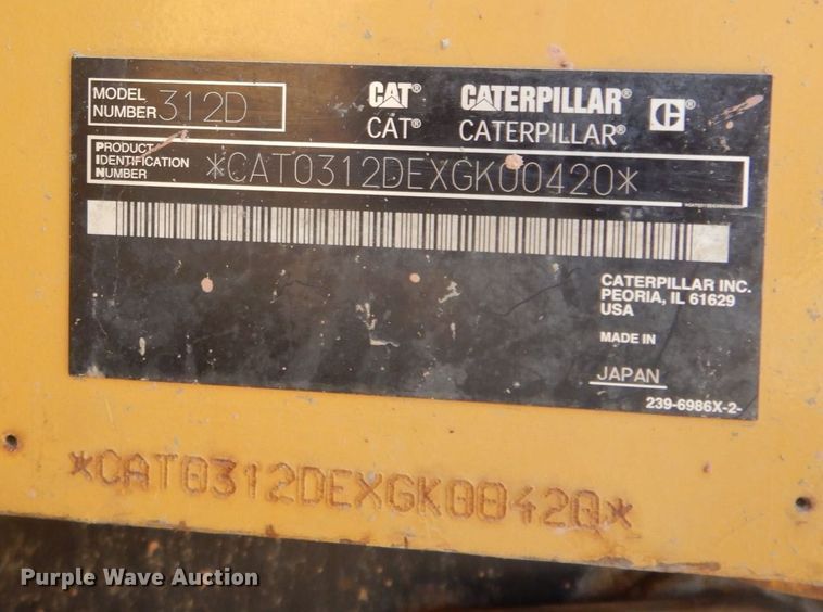 image for item DM5423 2012 Caterpillar 312D L  excavator