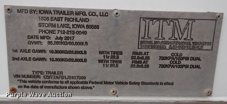 image for item DN7384 2018 ITM RM242BD  bottom dump trailer