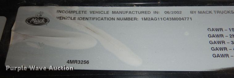 image for item DN7385 2003 Mack CV700  dump truck