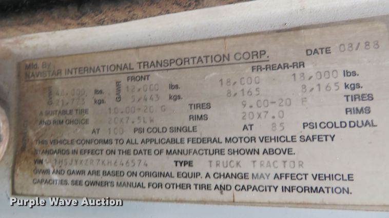 image for item DN7976 1989 International 8300  dump truck