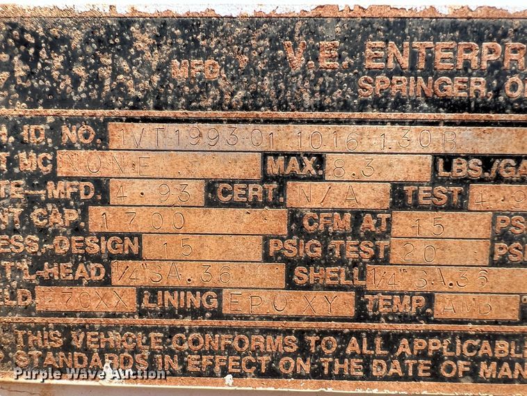 image for item DR1333 1993 Eagle GEVT-130B  tank trailer