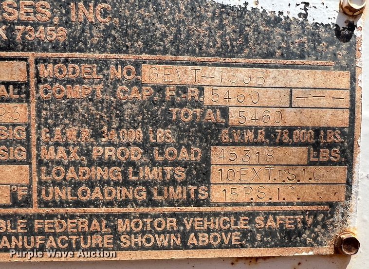 image for item DR1333 1993 Eagle GEVT-130B  tank trailer