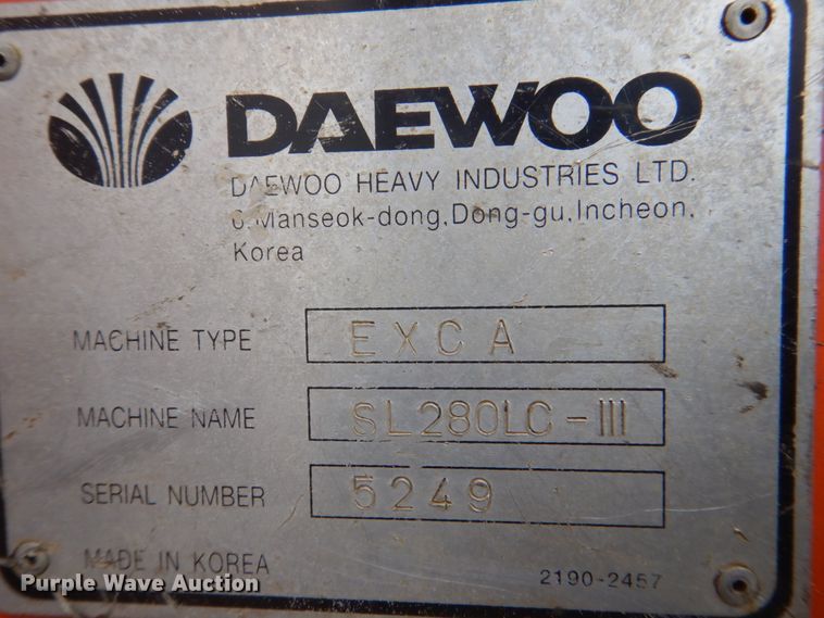 image for item DS8002 1996 Daewoo Solar 280LCIII  excavator