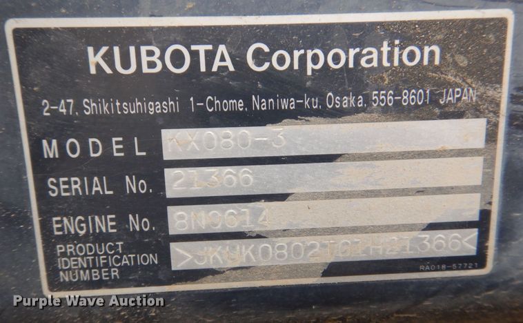 image for item DS8018 2009 Kubota KX080-3  mini excavator
