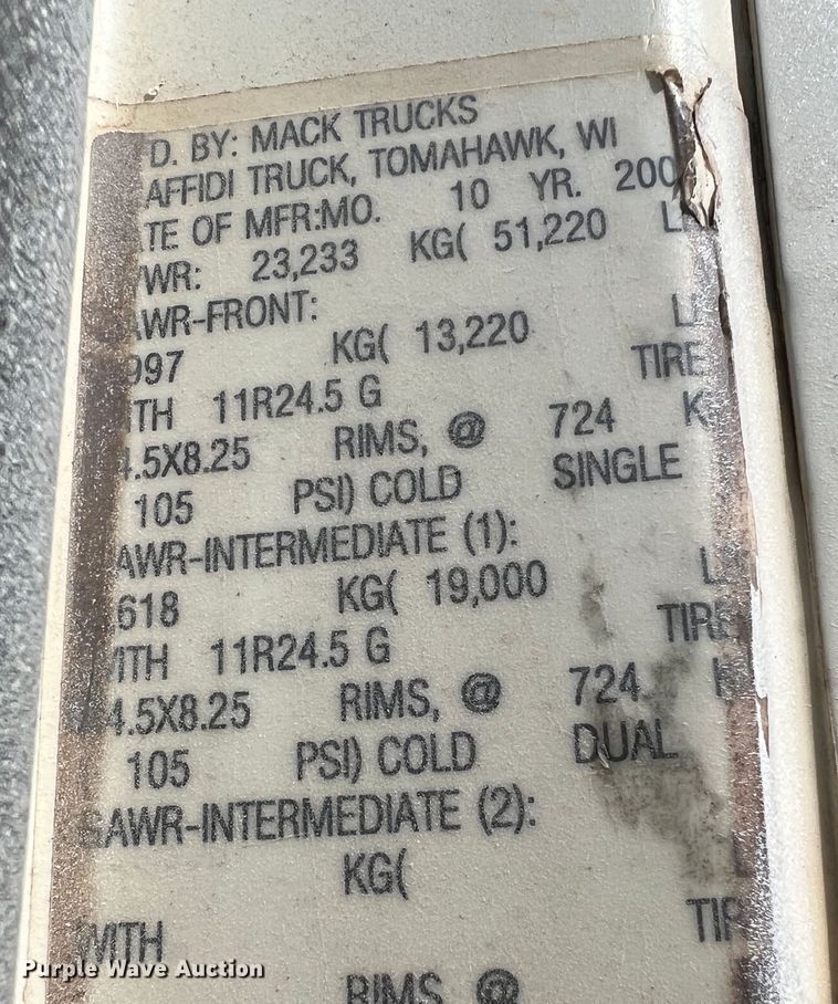 image for item IG9418 2009 Mack 600  dump truck