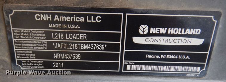 image for item IM9965 2011 New Holland L218  skid steer loader