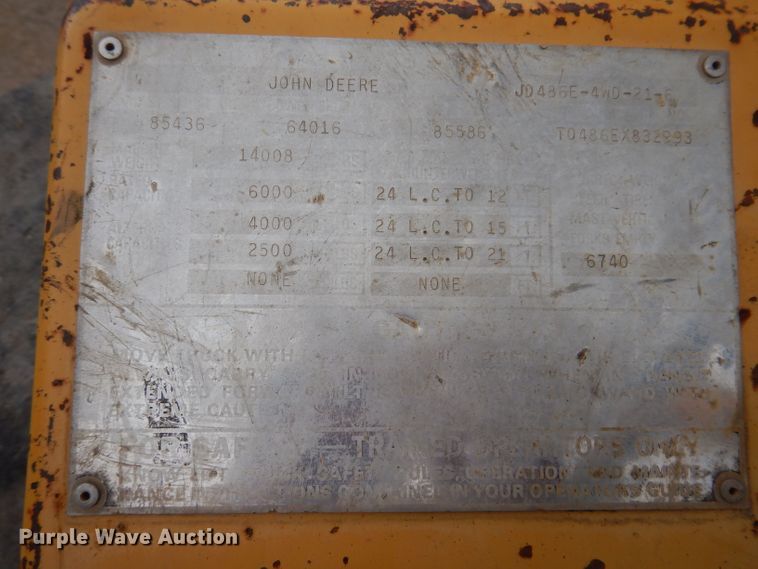 image for item JH9878 1997 John Deere 486E  forklift