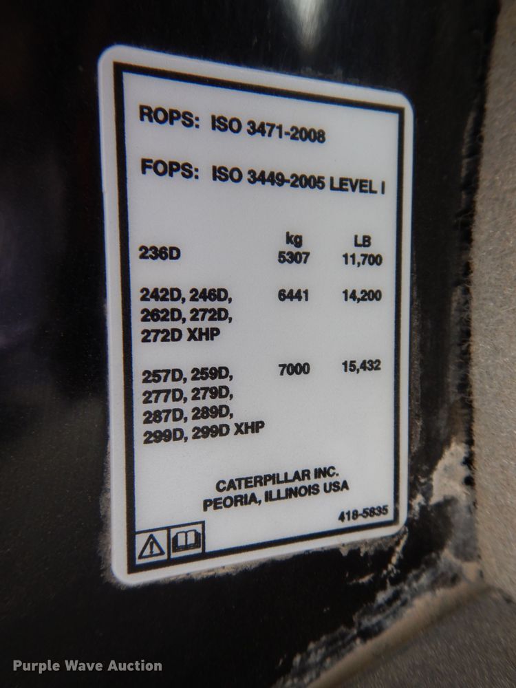 image for item JH9880 2014 Caterpillar 289D  tracked skid steer loader