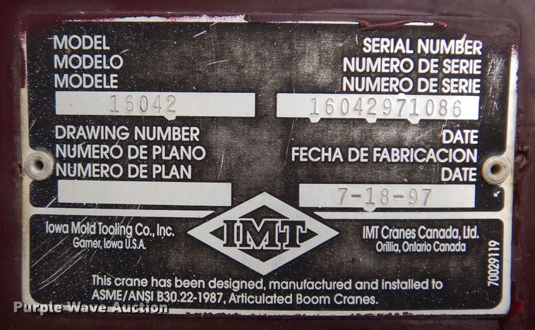 image for item JK9426 1998 Ford Louisville  crane truck