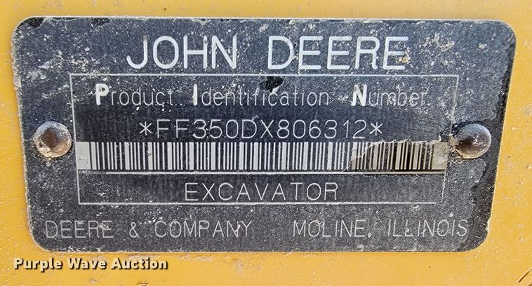 image for item JL9670 2008 John Deere 350D LC  excavator