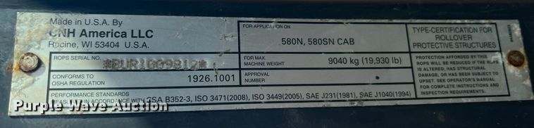 image for item JU9179 2012 Case 580N  backhoe