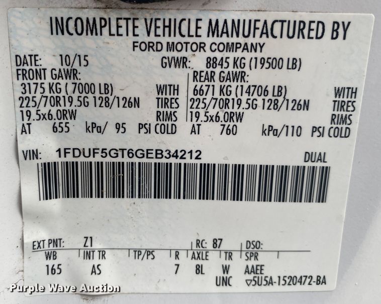 image for item JU9194 2016 Ford F550 Super Duty  bucket truck